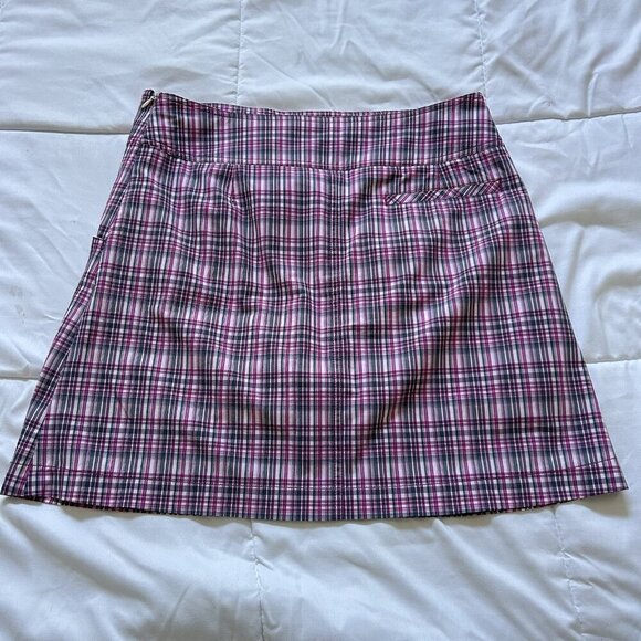 Annika Cutter & Buck Womens 8 Pink Plaid Golf Tennis Skort Skirt Shorts Stretch - Picture 9 of 10